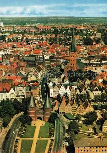 AK / Ansichtskarte  LueBECK Stadtpanorama Holstentor Kirche
