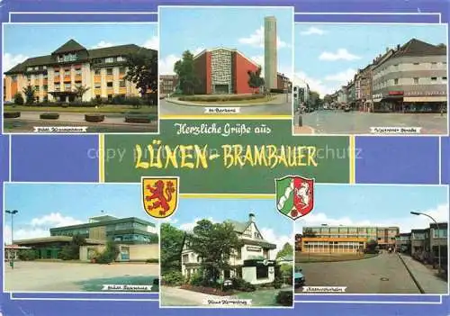 AK / Ansichtskarte  Brambauer Luenen Krankenhaus Kirche Strassenpartie Schule Altenwohnheim