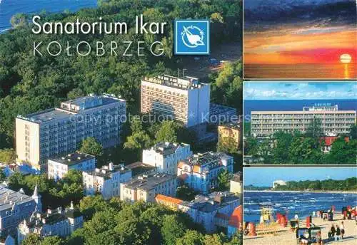 AK / Ansichtskarte  KOLOBRZEG Kolberg Ostseebad PL Sanatorium Ikar Luftaufnahme Strand Sonnenuntergang