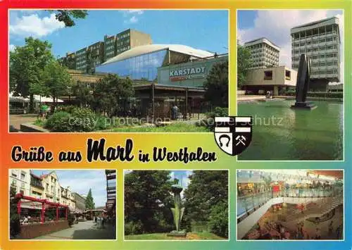 AK / Ansichtskarte  Marl  Recklinghausen NRW Karstadt Einkaufszentrum Wasserspiele Fussgaengerzone Park