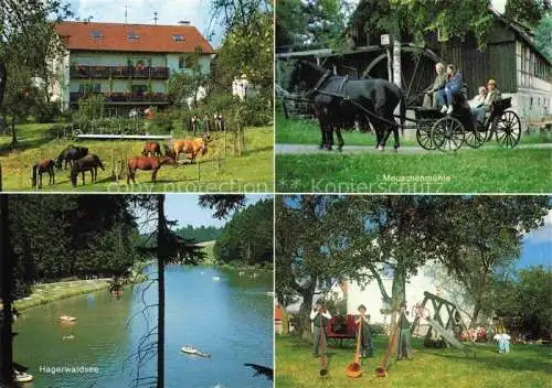 AK / Ansichtskarte  Burgholz Alfdorf Urlaub auf dem Bauernhof Pferdekoppel Meuschenmuehle Pferdekutsche Hagerwaldsee Hornblaeser