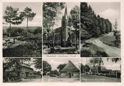 AK / Ansichtskarte  Hanstedt Nordheide Lueneburger Heide Auf dem Toeps Kirche Hochwald Gasthaus Gellersen Finkenkrug Gasthaus zu den Linden