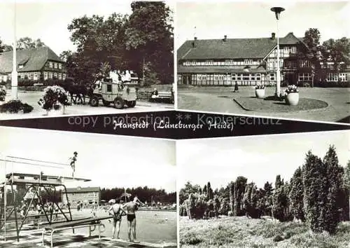 AK / Ansichtskarte  Hanstedt Harburg Elbe Hamburg Postkutsche Gasthaus Schwimmbad Heidelandschaft