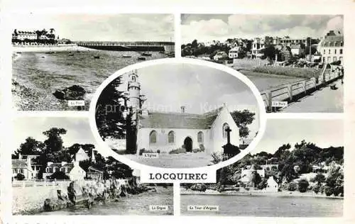 AK / Ansichtskarte  Locquirec Morlaix 29 Finistere Le port la digue et la Tour d'Argent Eglise