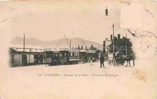 AK / Ansichtskarte  LOURDES 65 Avenue de la Gare Tramway électrique