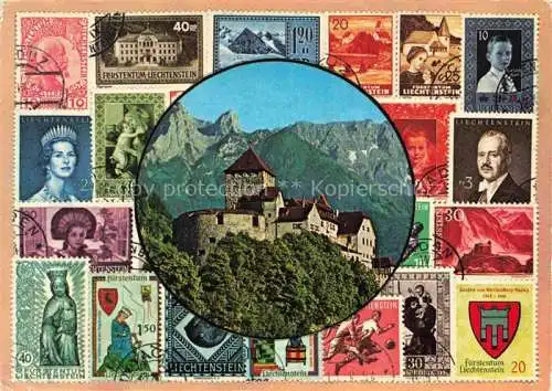 AK / Ansichtskarte  Briefmarkensprache auf Ak Schloss Vaduz Liechtenstein