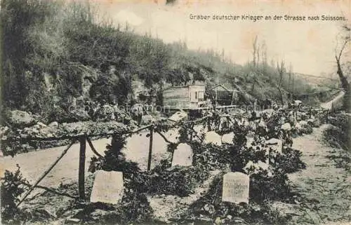 AK / Ansichtskarte  Soissons 02 Aisne Graeber deutscher Krieger an der Strasse nach Soissons