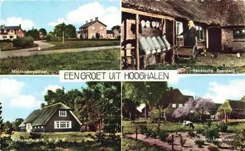 AK / Ansichtskarte  Hooghalen Drenthe NL Middendorpstraat Kampeerhuis Saksische Boerderij Laaghalen