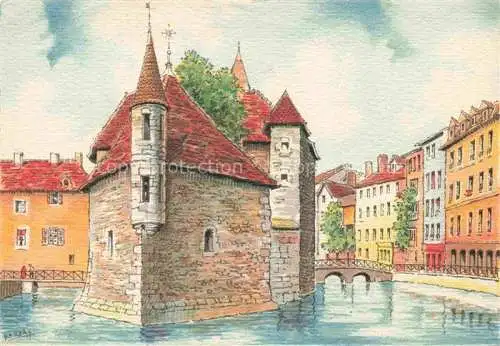 AK / Ansichtskarte  ANNECY 74 Haute-Savoie Le Palais de l'Isle Kuenstlerkarte