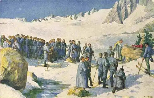 AK / Ansichtskarte  Presena-Gletscher Presena Glacier Vermiglio Bolzano IT Sieges Dankmesse des II. Landesschuetzen Regiments am Presena Gletscher 1915