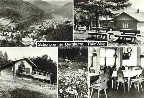 AK / Ansichtskarte  Schoenbrunner Berghuette Hildburghausen Thueringen Panorama Berghuette Gastraum