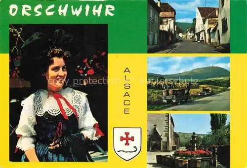 AK / Ansichtskarte  Orschwihr Alsace Orschweier Elsass 68 Haut-Rhin Trachten Ortszentrum Landstrasse Weinlese Brunnen