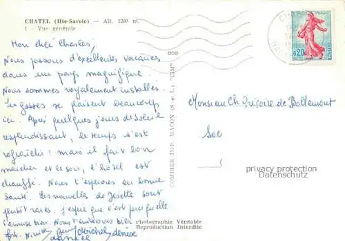 AK / Ansichtskarte  Chatel Thonon-les-Bains 74 Haute-Savoie Vue générale et les Alpes