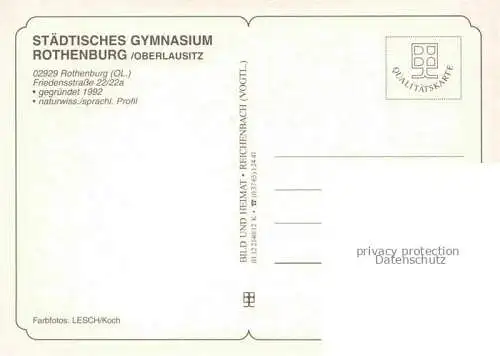 AK / Ansichtskarte  Rothenburg  Oberlausitz Goerlitz Sachsen Staedtisches Gymnasium Klassenzimmer