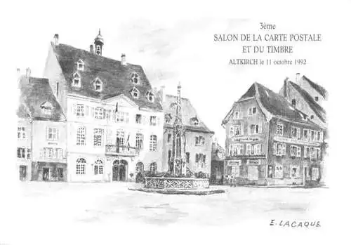 AK / Ansichtskarte  Altkirch 68 Haut-Rhin La mairie et le musée Dessin E. Lacaque 3ème Salon de la carte postale et du timbre Kuenstlerkarte