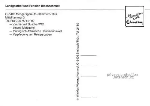 AK / Ansichtskarte  Mengersgereuth-Haemmern Landgasthof Pension Blechschmidt Gastraum Trechten