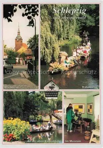 AK / Ansichtskarte  Schlepzig Brandenburg Dorfkirche Kahnkorso Kanal Museum