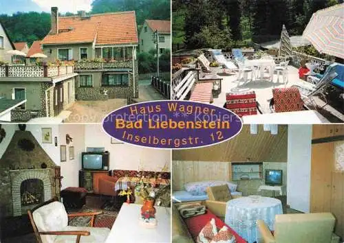 AK / Ansichtskarte  Bad Liebenstein Gaestehaus Pension Haus Wagner Gastraum Terrasse Kaminzimmer