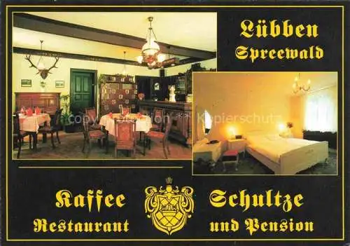 AK / Ansichtskarte  Luebben Spreewald Kaffee Schultze Restaurant Pension Gastraum Fremdenzimmer