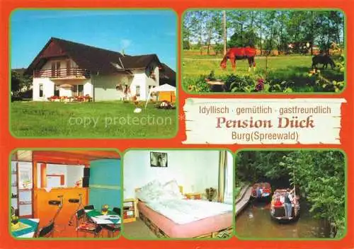 AK / Ansichtskarte  Burg Spreewald Brandenburg Pension Dueck Pferdekoppel Fremdenzimmer Kahnfahrten Wasserstrasse