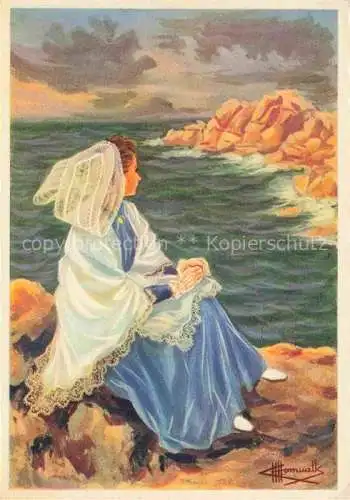 AK / Ansichtskarte  Tregastel 22 Cotes-d Armor Jeune fille Costumes Collection En parcourant la Bretagne Aquarelle de C. Homualk Kuenstlerkarte