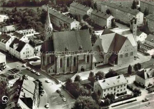 AK / Ansichtskarte  LANDSHUT  Isar Pfarrgebiet von St Nikola Pfarrkirche Pfarrhof und Korporatorenhaus Fliegeraufnahme