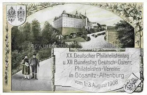 AK / Ansichtskarte  Goessnitz ALTENBURG (S.A.) Thueringen XX Dt Philatelistentag August 1908 Schlossblick