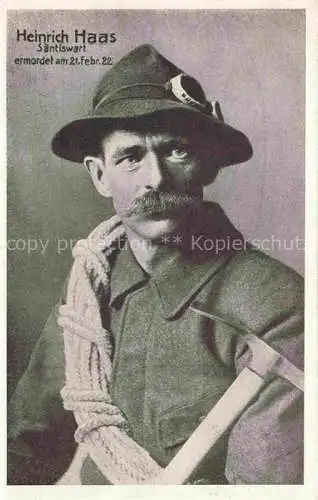 AK / Ansichtskarte  Saentis 2504m AR Portrait Heinrich Haas Saentiswart ermordet im Februar 1922