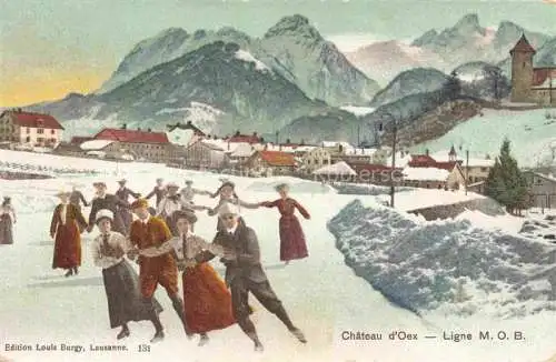 AK / Ansichtskarte  Chateau-d Oex VD Panorama Eislaufen