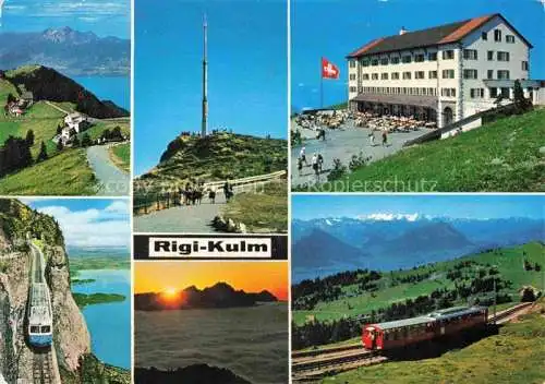 AK / Ansichtskarte  Rigi Kulm 1798m SZ Rigi Sender und Hotel Rigi Kulm Vierwaldstaettersee Pilatus Arth-Rigi-Bahn Zugersee Vitznau-Rigi-Bahn Berner Alpen Nebelmeer