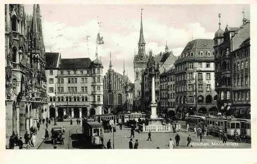 AK / Ansichtskarte  Strassenbahn Tramway-- Muenchen Marienplatz