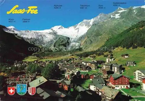 AK / Ansichtskarte  Saas-Fee VISP VS Panorama Blick gegen Allain Alphubel Mischabel-Gruppe Walliser Alpen