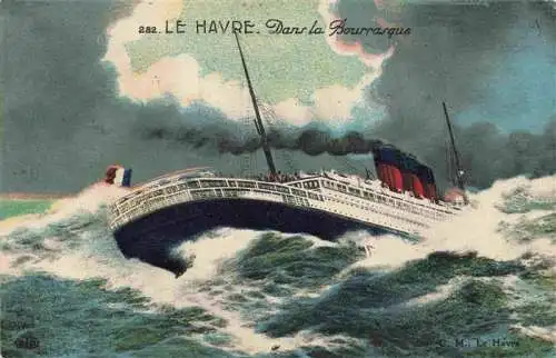 AK / Ansichtskarte  Dampfer Oceanliner Le Havre Dans la Bourrasque