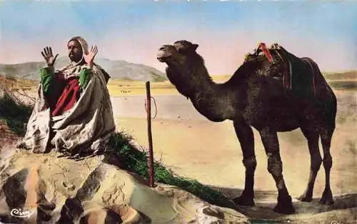 AK / Ansichtskarte  Kamele  Camel Chameau-- Priere au Desert L Afrique 