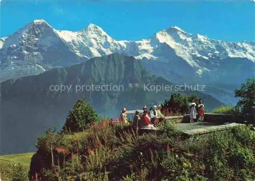 AK / Ansichtskarte  Schynige-Platte Schynigeplatte 2100m BE Alpengarten Blick gegen Eiger Moench und Jungfrau Berner Alpen