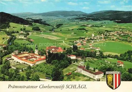 AK / Ansichtskarte  Schlaegl Oberoesterreich AT Panorama mit Praemonstratenser Chorherrenstift