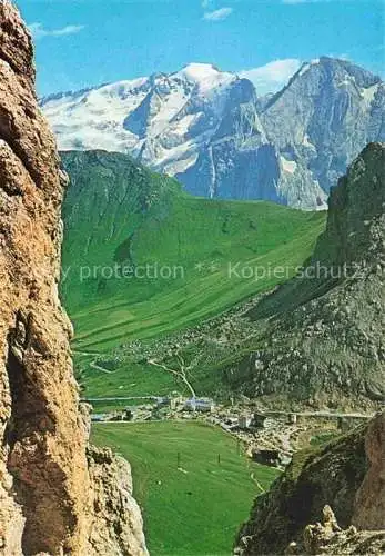 AK / Ansichtskarte  Passo Pordoi Pordoipass 2239m Canazei Trento IT Panorama Blick gegen Marmolada Vernel Dolomiten