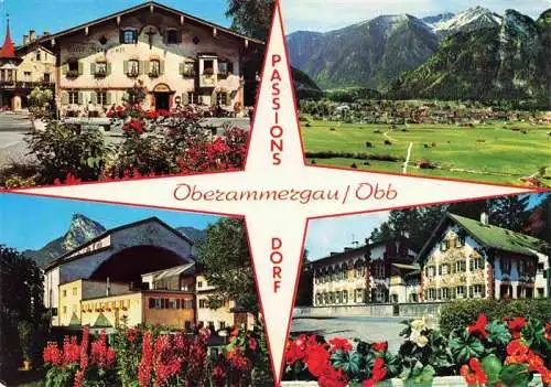 AK / Ansichtskarte  OBERAMMERGAU Motive Ortszentrum Passionsdorf Panorama Alpen