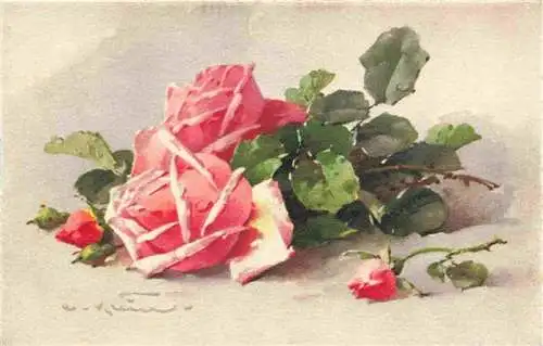 AK / Ansichtskarte  Klein Catharina Kuenstlerlitho Rosen Rosa