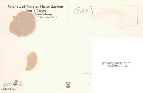 AK / Ansichtskarte  Gruenstadt Rheinland-Pfalz Hotel Barbier