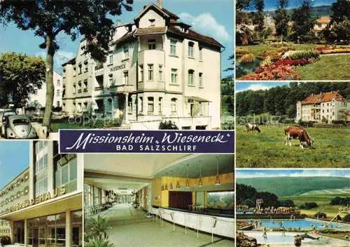 AK / Ansichtskarte  Bad Salzschlirf Missionsheim Wieseneck Foyer Park Viehweide Freibad