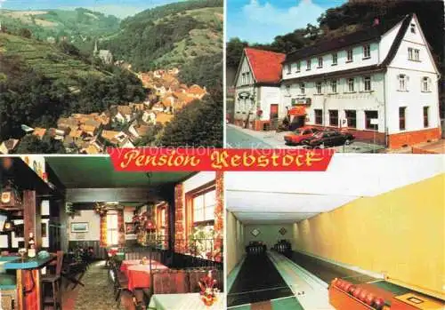 AK / Ansichtskarte  Hambach Heppenheim Panorama Pension Gaststaette Rebstock Gastraum Kegelbahn