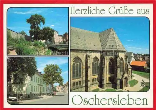 AK / Ansichtskarte  Oschersleben Bode Stadtmauer am Lehnertgraben Museum Halberstaedter Strasse Nikolaikirche