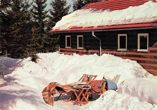 AK / Ansichtskarte  Lindberg Regen Winter im Feriendorf Lindbergmuehle im Bayerischen Wald Ferienhaus