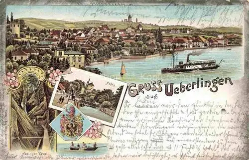 AK / Ansichtskarte  ueberlingen Bodensee BW Stadtpanorama Hafen Faehre Litho