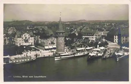 AK / Ansichtskarte  LINDAU  Bodensee Panorama Blick vom Leuchtturm Hafen Faehren