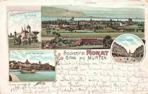 AK / Ansichtskarte  Murten Morat FR Le Chateau Vue generale Murten vom See aus Strassenpartie