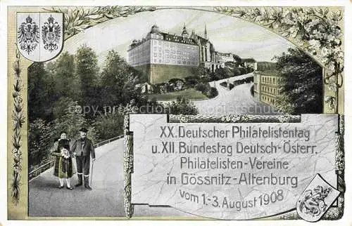 AK / Ansichtskarte  Goessnitz ALTENBURG (S.A.) Thueringen Deutscher Philatelistentag 1908 Schloss