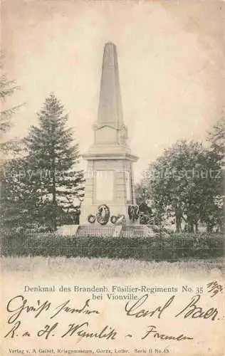 AK / Ansichtskarte  Vionville METZ 57 Moselle Denkmal des Brandenburger Fuesilier Regiments No 35