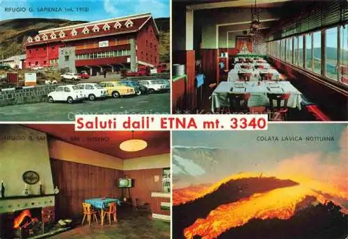 AK / Ansichtskarte  CATANIA Sicilia IT Rifugio G. Sapienza Bar interno Sala Volcano Etna Colata Lavica notturna